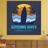 Toile Catching Waves Retro Surboard Beach Art (Insitu(Salon))
