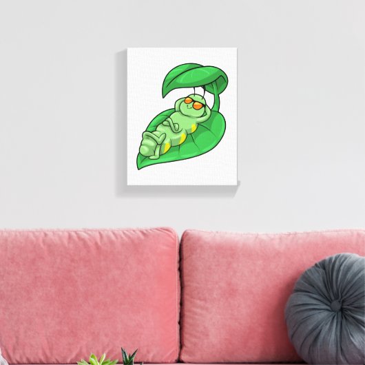 Toile Caterpillar avec feuille (Insitu(Salon))