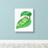 Toile Caterpillar avec feuille (Insitu (Plancher de Bois))