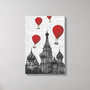 Toile Cathédrale de St Basil et ballons à air d'un rou