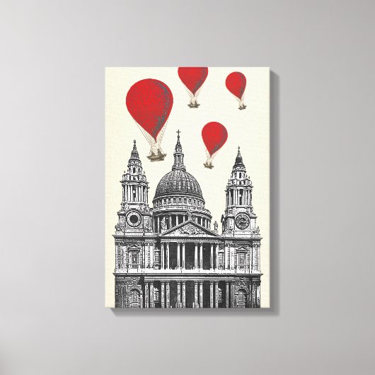Toile Cathédrale St Pauls et Ballons Red Hot Air (Recto)