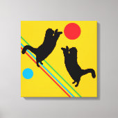 Toile Cats and Moon on Yellow Abstract Canvas Print (Recto)