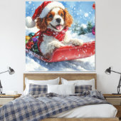 Toile Cavalier King Charles Spaniel Chien Sledge Noël (Insitu(Chambre))