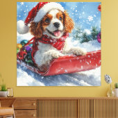 Toile Cavalier King Charles Spaniel Chien Sledge Noël (Insitu(Salon))