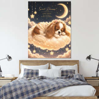 Toile Cavalier King Charles Spaniel endormi sur un nuage
