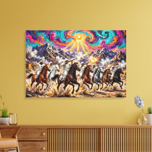 Toile Cavaliers de Tbourida Fantasia marocains épiques