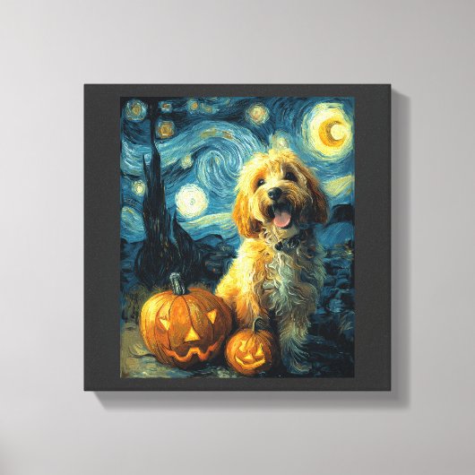 Toile Cavapoo Chien Mignon Halloween Jack O Lanterne Cit (Recto)