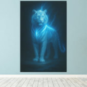 Toile Celestial Azure White Tiger – High-End Fantasy Art (Insitu (Plancher de Bois))