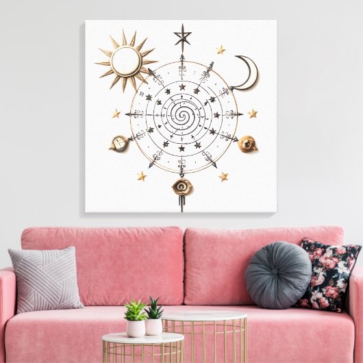 Toile Celestial Balance Mandala Stretched Canvas Print (Insitu(Salon))