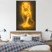 Toile Celestial Golden White Tiger – Divine Halo Fine Ar (Insitu(Chambre))