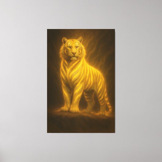 Toile Celestial Golden White Tiger – Royal Divine Light (Recto)