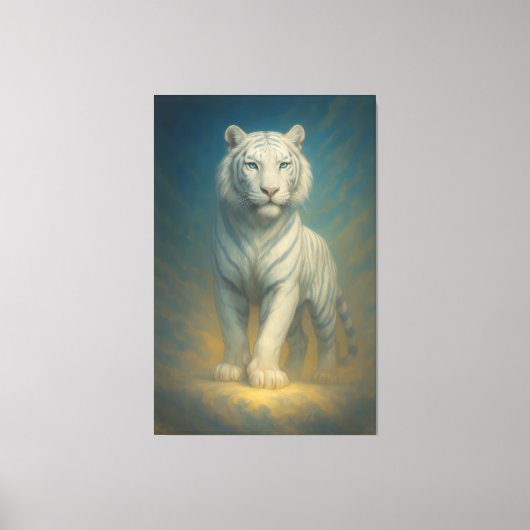 Toile Celestial Ice-Aura White Tiger – Frostlight Divine (Recto)