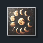 Toile Celestial Moon Phases Cycle - Mystical Gold and Ch<br><div class="desc">A captivating celestial composition depicting the various phases of the moon in a circular arrangement. Each moon phase is richly textured with craters and golden highlights, set against a deep charcoal sky filled with shimmering stars and nebula dust. Perfect for astronomy lovers, mystical home decor, or as a serene focal...</div>