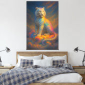 Toile Celestial Rainbow White Tiger – Fantasy Art Painti (Insitu(Chambre))