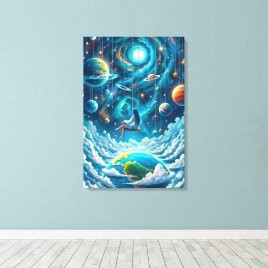 Toile Celestial Swing: Dreaming Above Earth Print (Insitu (Plancher de Bois))