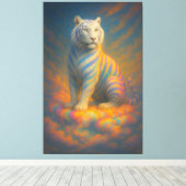 Toile Celestial White Tiger – Divine Pastel Aura Fantasy (Insitu (Plancher de Bois))