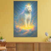 Toile Celestial White Tiger King – Divine Light Guardian (Insitu(Salon))
