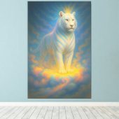Toile Celestial White Tiger King – Divine Light Guardian (Insitu (Plancher de Bois))
