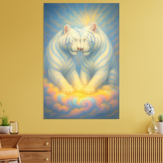 Toile Celestial White Tiger Lovers – Divine Rainbow Clou (Insitu(Salon))