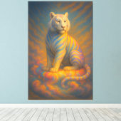 Toile Celestial White Tiger – Rainbow Aura Guardian Fant (Insitu (Plancher de Bois))