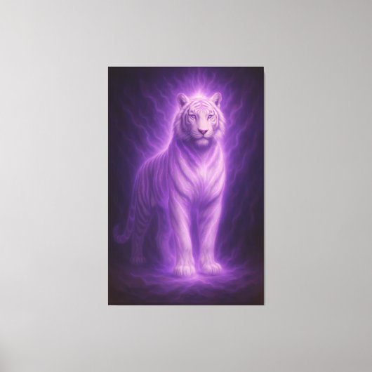 Toile Celestial White Tiger – Violet Spirit Ascension (Recto)