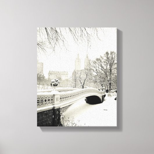 Toile Central Park Winter - Neige sur Bow Bridge (Recto)