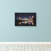 Toile Centre-ville d'Austin Texas Night Skyline Firework (Insitu (Plancher de Bois))