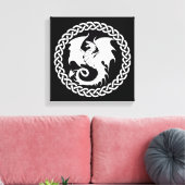 Toile Cercle celtique Dragon noir blanc (Insitu(Salon))