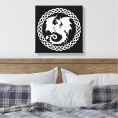 Toile Cercle celtique Dragon noir blanc (Insitu(Chambre))