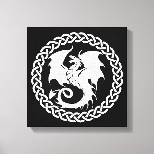 Toile Cercle celtique Dragon noir blanc (Recto)