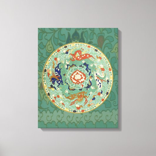 Toile Cercle chinois antique bleu vert (Recto)