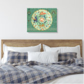 Toile Cercle chinois antique bleu vert (Insitu(Chambre))