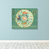 Toile Cercle chinois antique bleu vert (Insitu (Plancher de Bois))