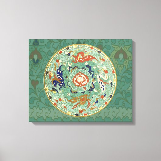 Toile Cercle chinois antique bleu vert (Recto)