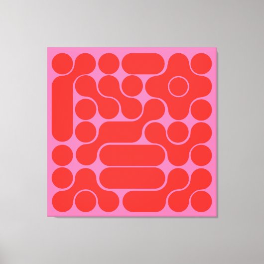 Toile cercle rouge rétro et rose chaud abstrait (Recto)