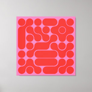 Toile cercle rouge rétro et rose chaud abstrait