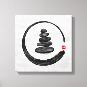 Toile Cercle Zen Enso et pierres Zen - Aquarelle