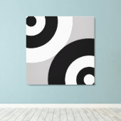Toile Cercles abstraits noir et blanc sur gris (Insitu (Plancher de Bois))