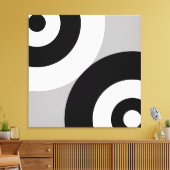 Toile Cercles abstraits noir et blanc sur gris (Insitu(Salon))