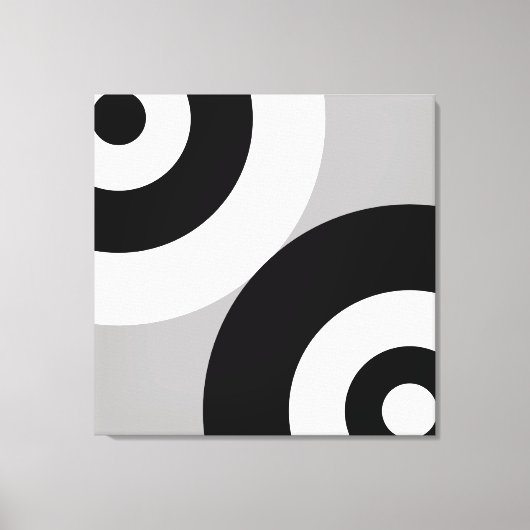 Toile Cercles abstraits noir et blanc sur gris (Recto)