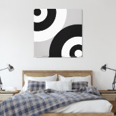 Toile Cercles abstraits noir et blanc sur gris (Insitu(Chambre))