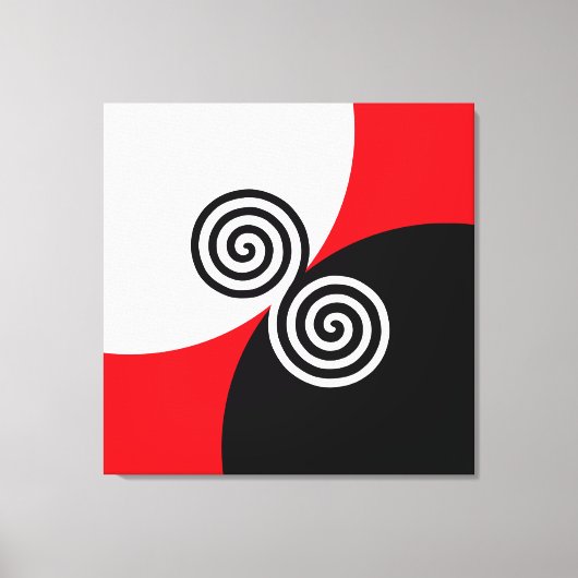 Toile Cercles de spirale abstraits sur fond noir rouge e (Recto)