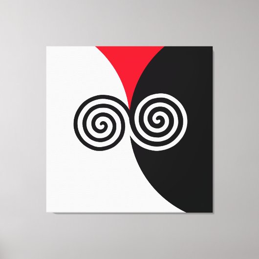 Toile Cercles de spirale abstraits sur fond noir rouge e (Recto)