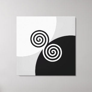 Toile Cercles en spirale abstraits sur fond gris noir et