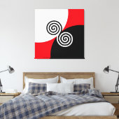 Toile Cercles spiraux Abstraits en rouge et blanc noir (Insitu(Chambre))