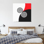 Toile Cercles spiraux Abstraits en rouge et blanc noir (Insitu(Chambre))
