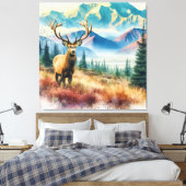 Toile Cerf aux bois à l'aquarelle (Insitu(Chambre))