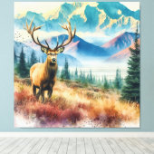 Toile Cerf aux bois à l'aquarelle (Insitu (Plancher de Bois))