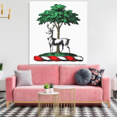 Toile Cerf Daim devant un Arbre Emblème de Blason Hérald (Insitu(Salon))