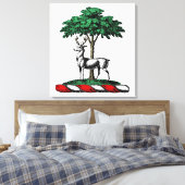 Toile Cerf Daim devant un Arbre Emblème de Blason Hérald (Insitu(Chambre))